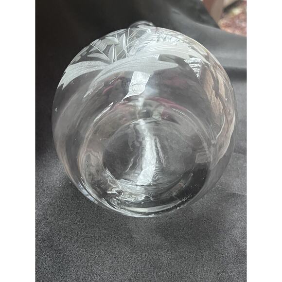 Vintage Crystal Decanter Hand Etched Made In Romania With Orig Sticker No Chips - Picture 7 of 9